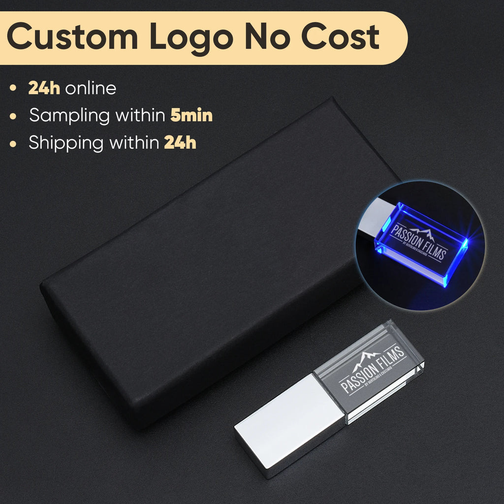 10-Pack Crystal USB 3.0 Flash Drive | Free Custom Logo 4–128GB USB Flash Drive PRIMED