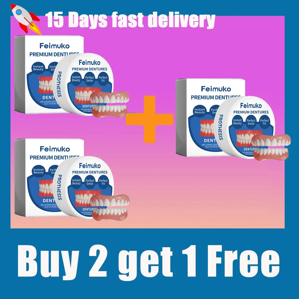 Soft Silicone Snap-On Dentures Full Set – Upper & Lower Teeth Snap-On Dentures PRIMED Buy 2 get 1 Free