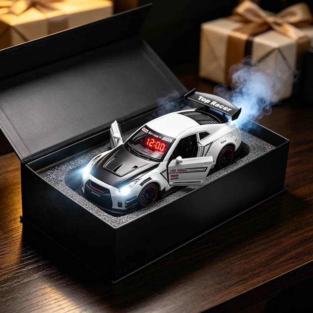 Sports Car Alarm Clock – Engine Sound, LED Lights & Mist Sprayer