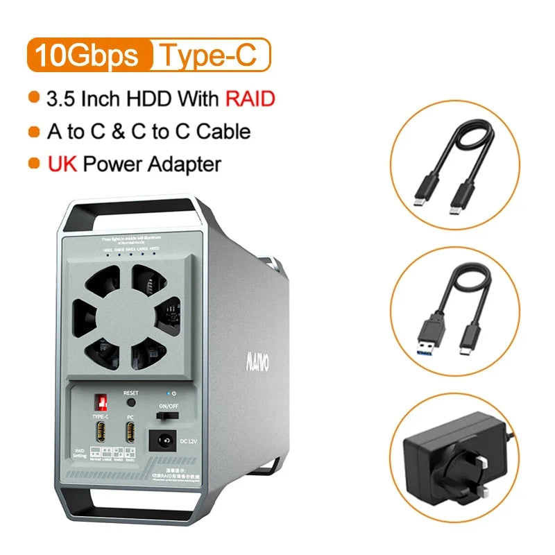 MAIWO Dual Bay 10Gbps HDD Docking Station – RAID & Duplicator HDD Docking Station PRIMED UK Plug