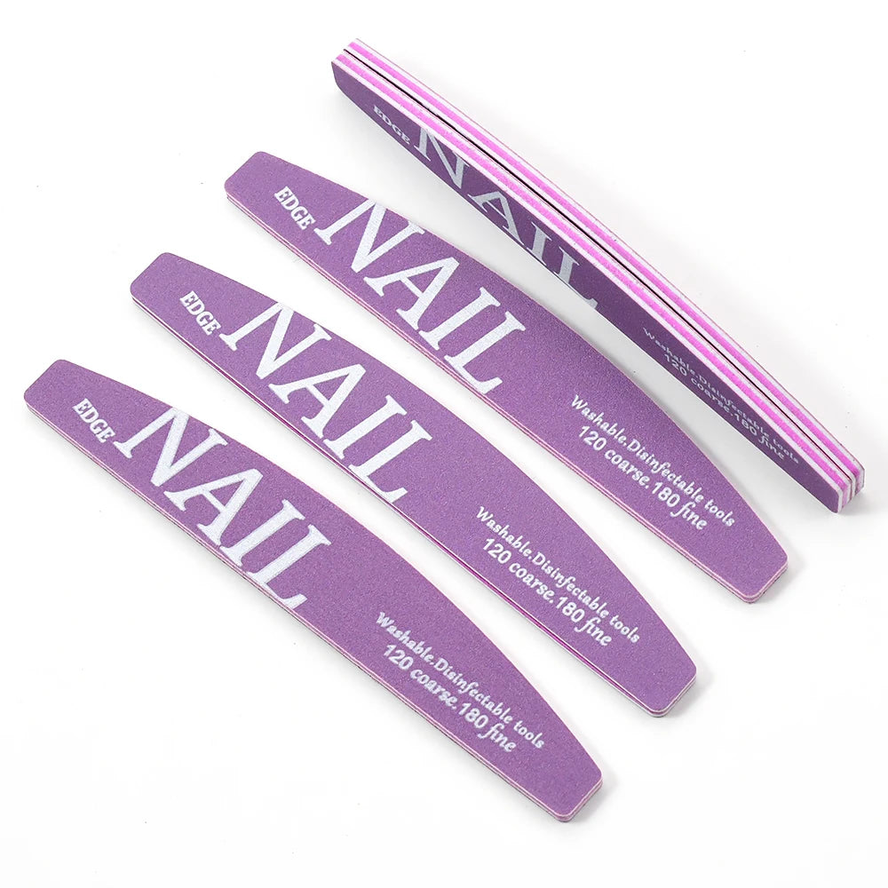 Purple Crescent Nail File Set | Dual 120/180 Grit Manicure Tool