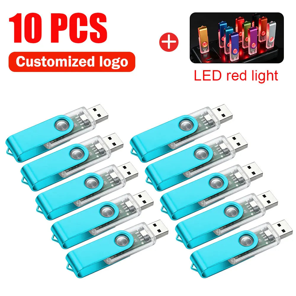 10-Pack Custom Logo Metal USB Flash Drives 256MB–128GB USB Flash Drive PRIMED 2GB x 10PCS light-blue-A