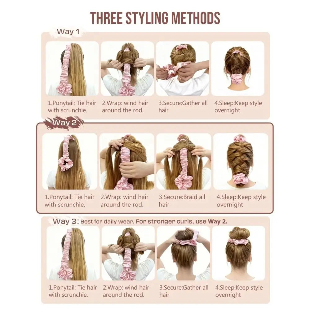 Heatless Silk Satin Hair Roller – Crease-Free Curling Scrunchie Heatless Hair Roller PRIMED