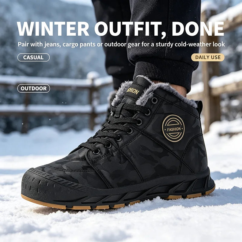Men's Waterproof High-Top Snow Boots | Fur Lined Insulated Men's Snow Boots PRIMED