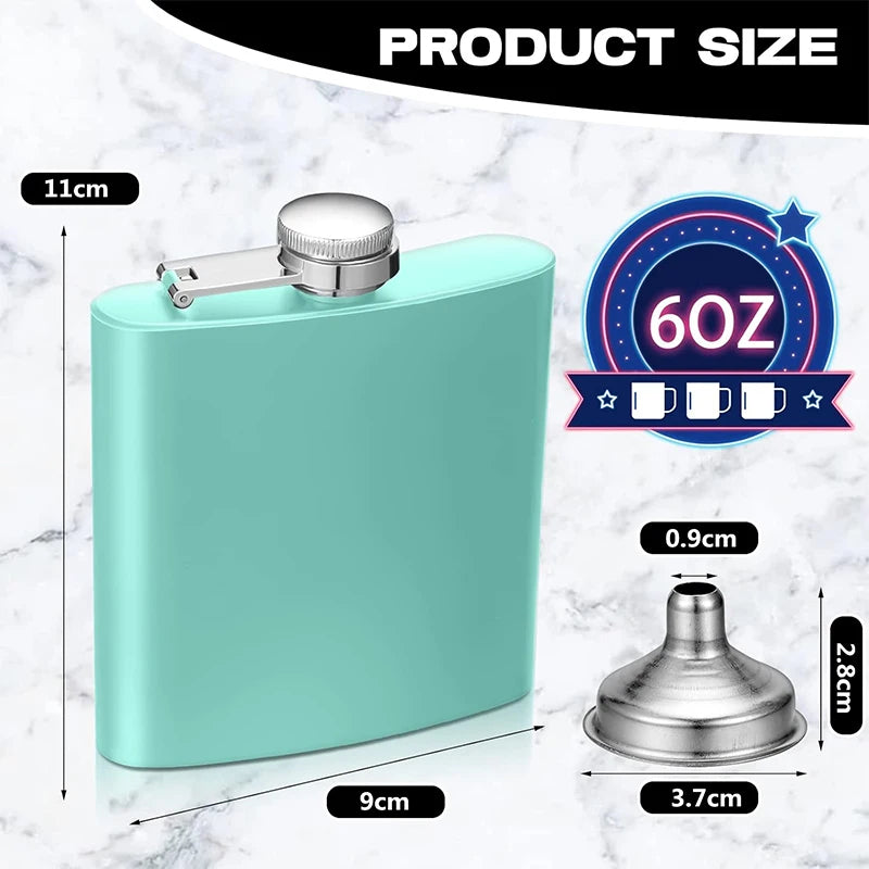 LMETJMA 6oz Stainless Steel Hip Flask with Funnel – Leak Proof Hip Flask PRIMED
