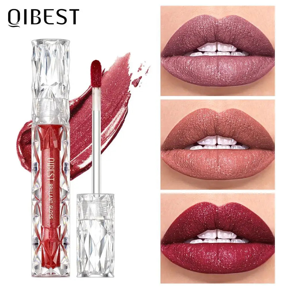 QiBest Diamond Shimmer Lip Gloss – 10 Colors, Waterproof
