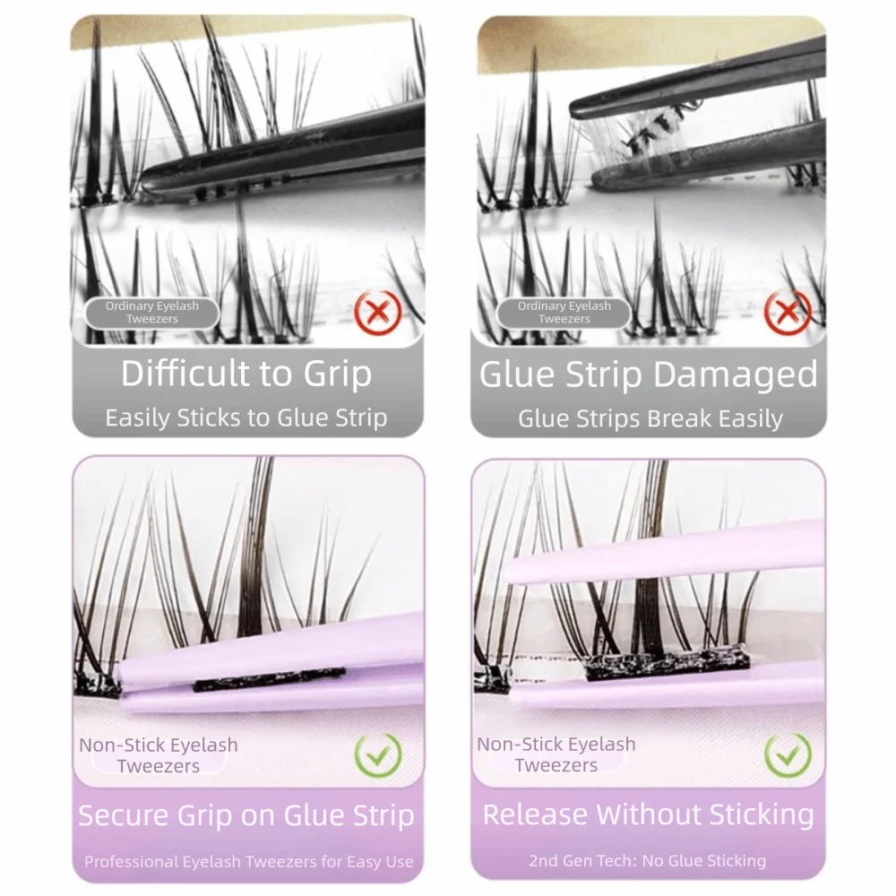 Stainless Steel Eyelash Tweezers Anti-Static + Leather Case