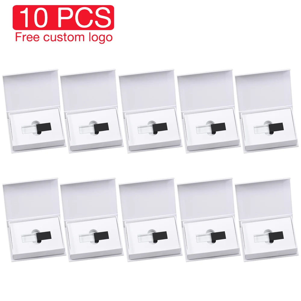 10-Pack Crystal USB Flash Drives | Custom Logo Wedding Gift Crystal USB Flash Drive PRIMED 128 GB Black with box CN