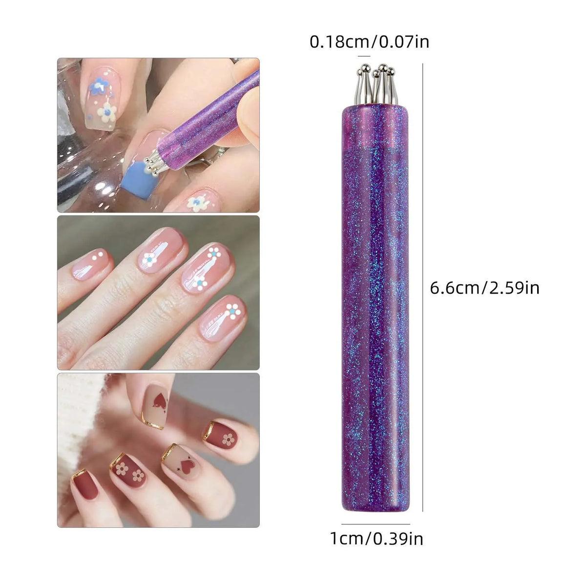 5-Petal Nail Art Dotting Tool | DIY Flower Manicure Pen Nail Art Dotting Tool PRIMED Purple
