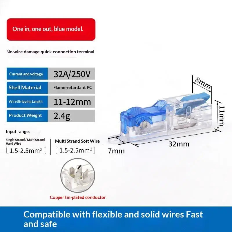 T-Type No-Strip Wire Connector | Quick Branch Terminal Block