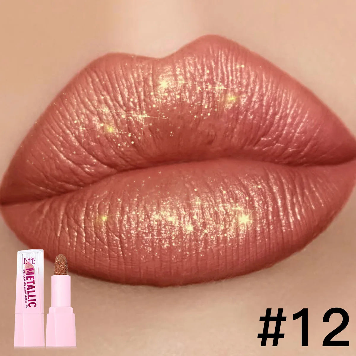 USHAS Pearlescent Matte Lipstick | Waterproof, Non-Stick Cup