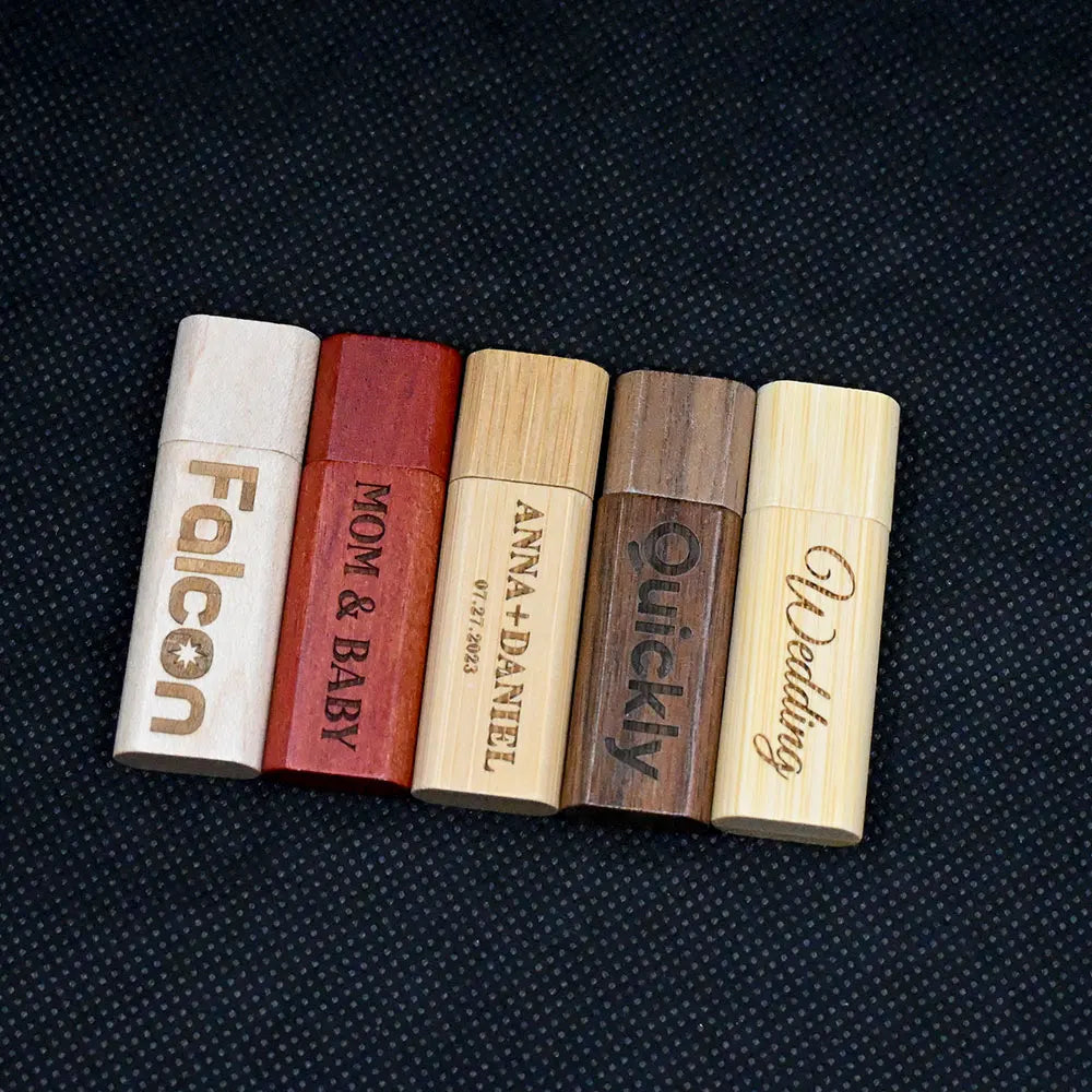 5-Pack Wooden USB 3.0 Flash Drives | Custom Logo 128GB Gift USB Flash Drive Set PRIMED