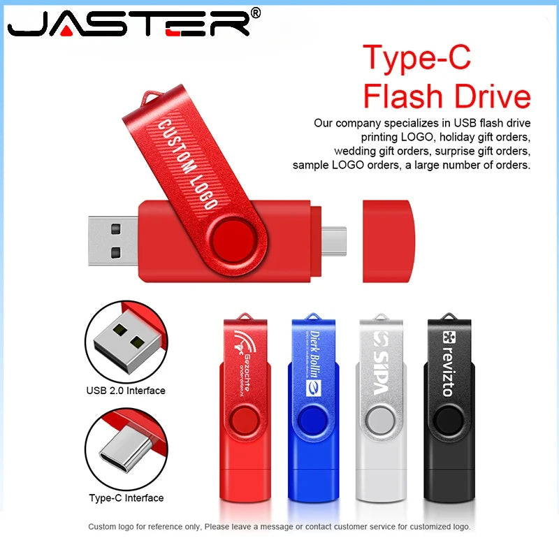 JASTER OTG Type-C USB Flash Drive 4GB–128GB | Metal 2-in-1 USB Flash Drive PRIMED