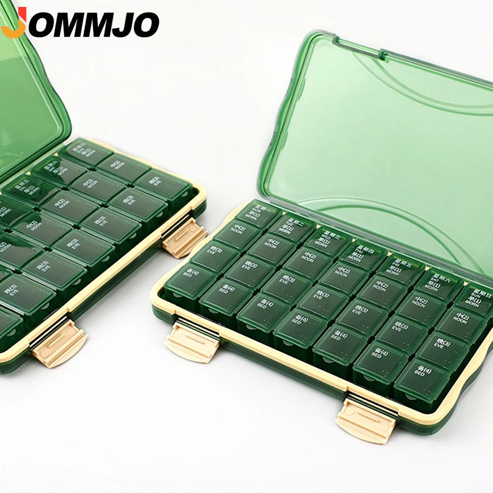 21/28 Day Pill Organizer | Large Compartments 3–4x Daily