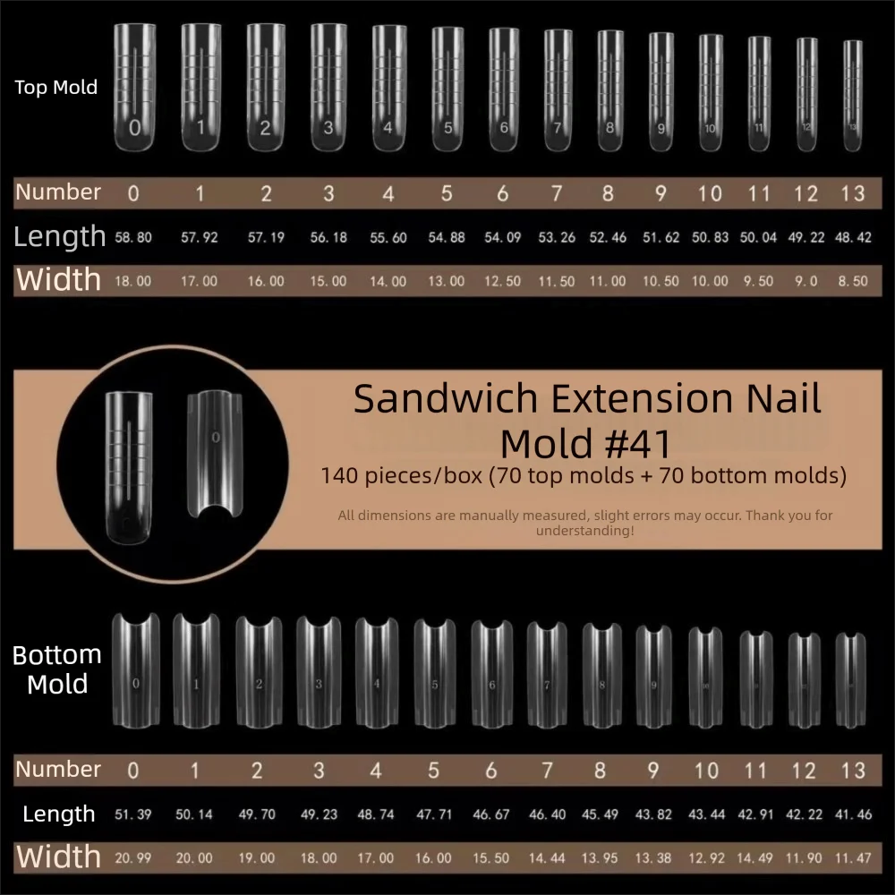 140/280pcs Dual Nail Extension Forms – 14 Sizes Square & Oval
