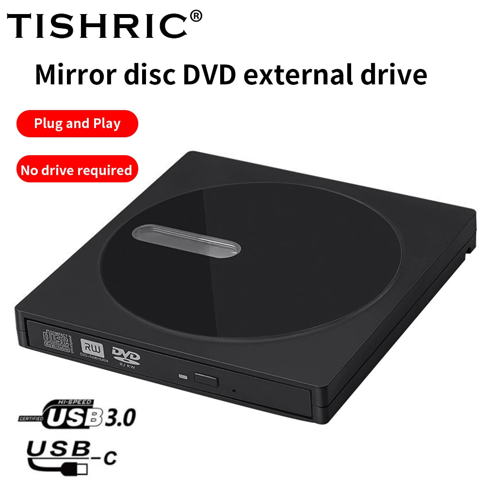 TISHRIC USB External DVD Drive CD Player USB 3.0 Type-C