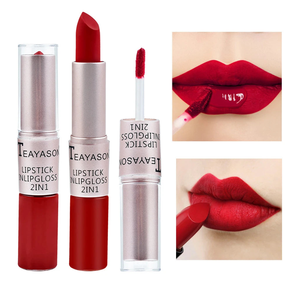 TEAYASON 2-in-1 Velvet Matte Lipstick & Lip Gloss Waterproof