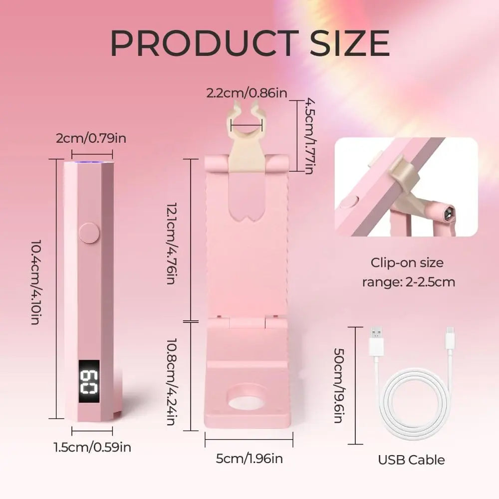 Portable Rechargeable UV Nail Lamp – Foldable Stand & LCD