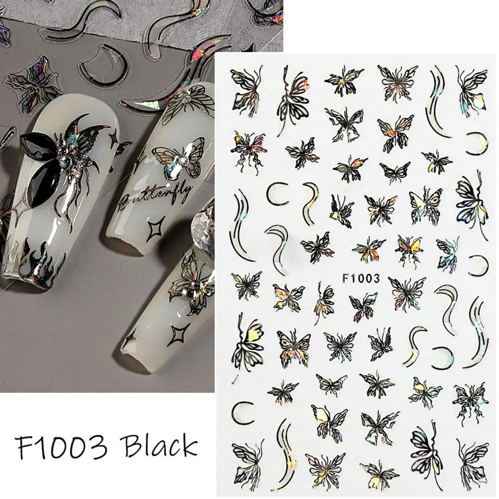 Y2K Laser Nail Stickers – Glitter Butterfly Nail Art Decals