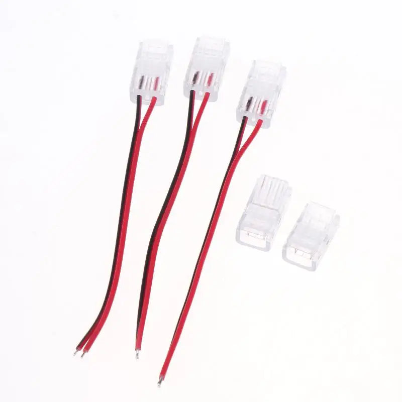5-Pack 8mm 2-Pin L-Shape COB LED Strip Connectors No-Solder LED Strip Connector PRIMED
