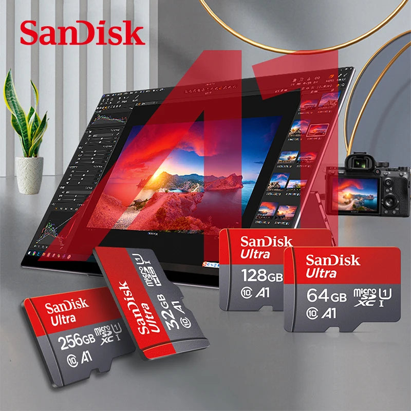 SanDisk Ultra microSD Card 32–256GB A1 U3 with SD Adapter Micro SD Card PRIMED
