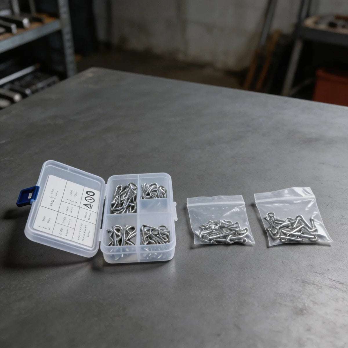Zinc Plated Cotter Pin Assortment 100-Piece Set & Storage Box