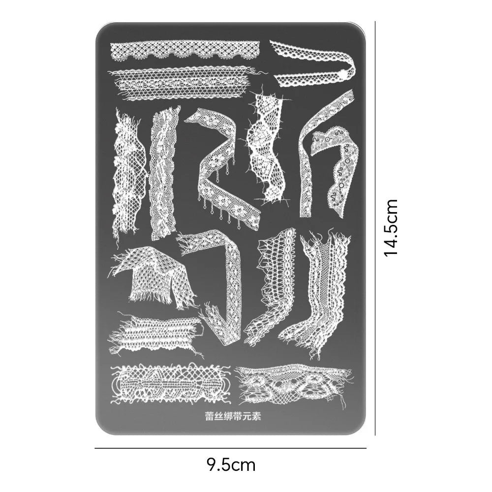 Metal Nail Stamping Plates – Lace, Floral & Plaid 3D Designs Nail Stamping Plate PRIMED Lace