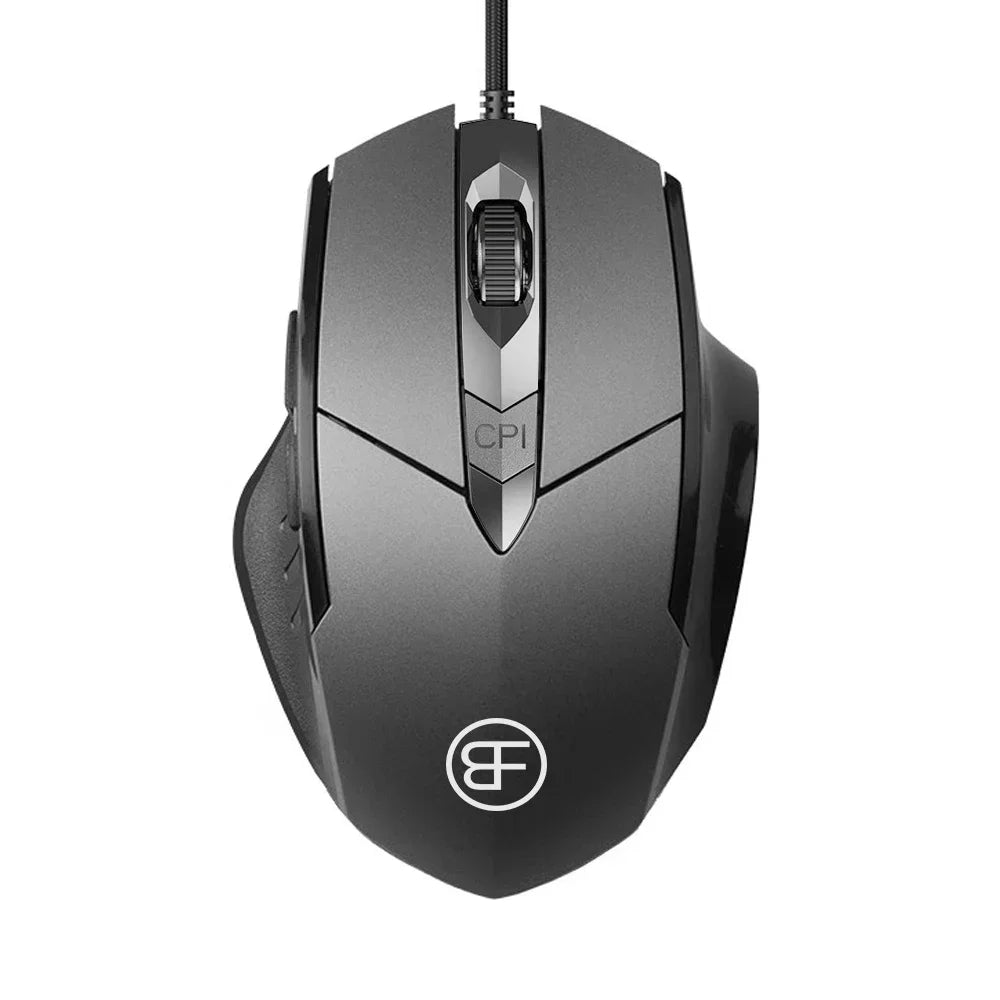 MissionFit Ergonomic USB Wired Mouse – 6 Buttons, 7200 DPI Wired Optical Mouse PRIMED Grey