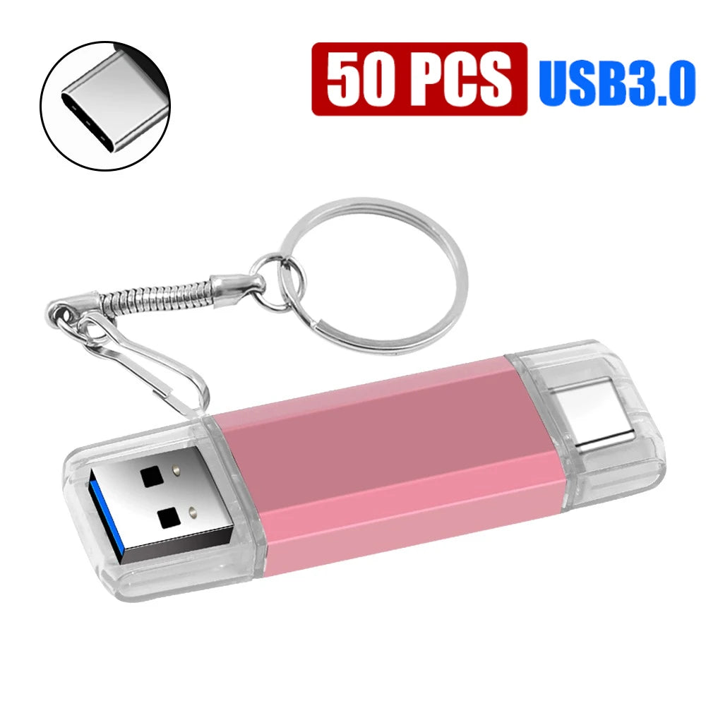 USB 3.0 Type-C 2-in-1 Flash Drive 8GB–128GB | Bulk 10/50 Pack USB Flash Drive PRIMED 4GB Pale pink 50PCS China Mainland