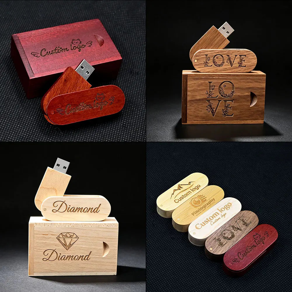 10-Pack Wooden USB 3.0 Flash Drives | Custom Logo 32–128GB USB Flash Drive Set PRIMED