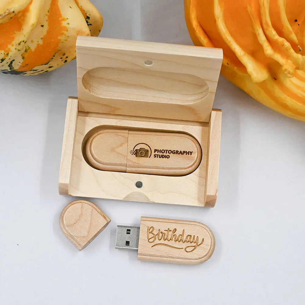 10-Pack Wooden USB Flash Drives 4–64GB | Custom Logo Gift USB Flash Drive Set PRIMED