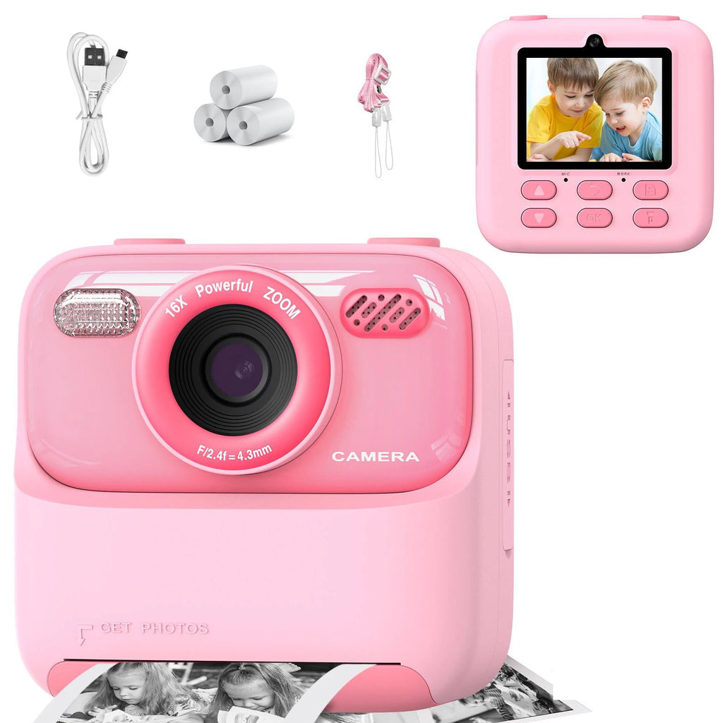 Kids Instant Print Camera 1080P HD | 58mm Thermal, Ages 3–12 Kids Instant Camera PRIMED PK Add 3Rolls
