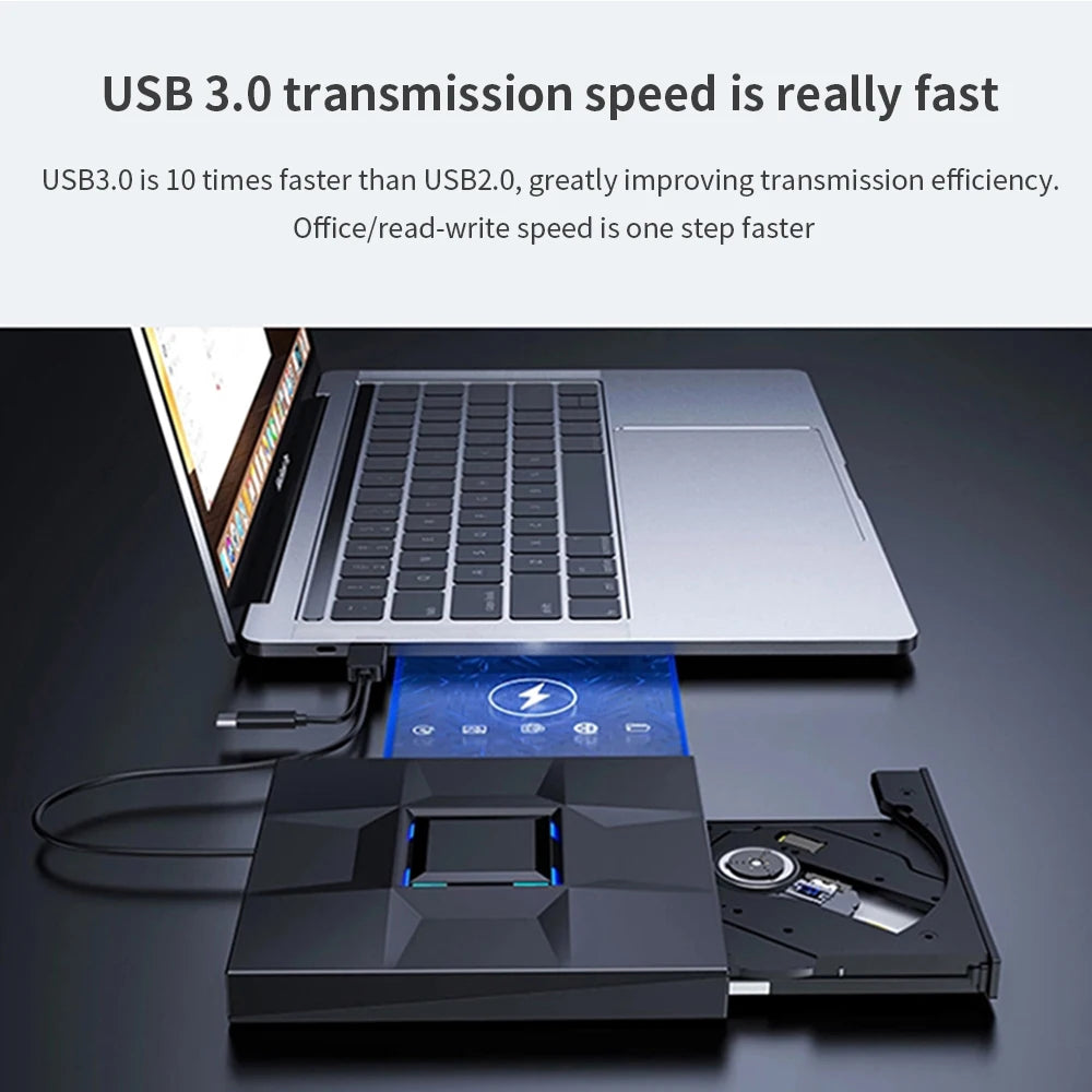 TISHRIC External DVD Drive USB-C USB 3.0 CD DVD Burner External Optical Drive PRIMED