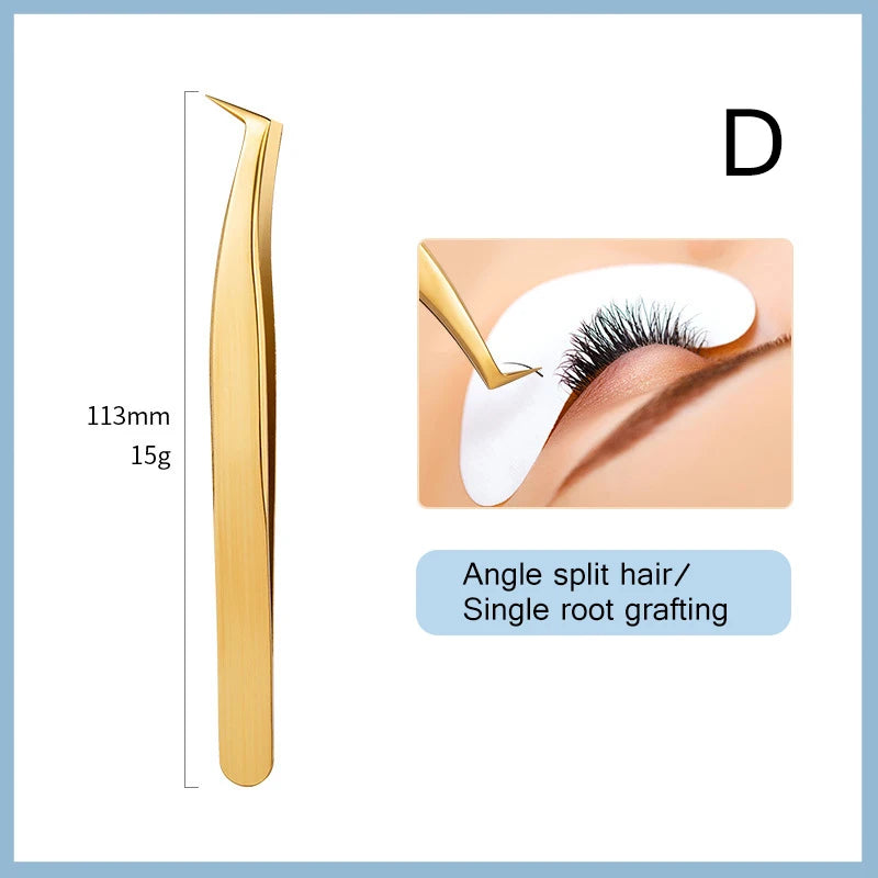 Professional Gold Eyelash Extension Tweezers | Stainless Steel Eyelash Extension Tweezers PRIMED D