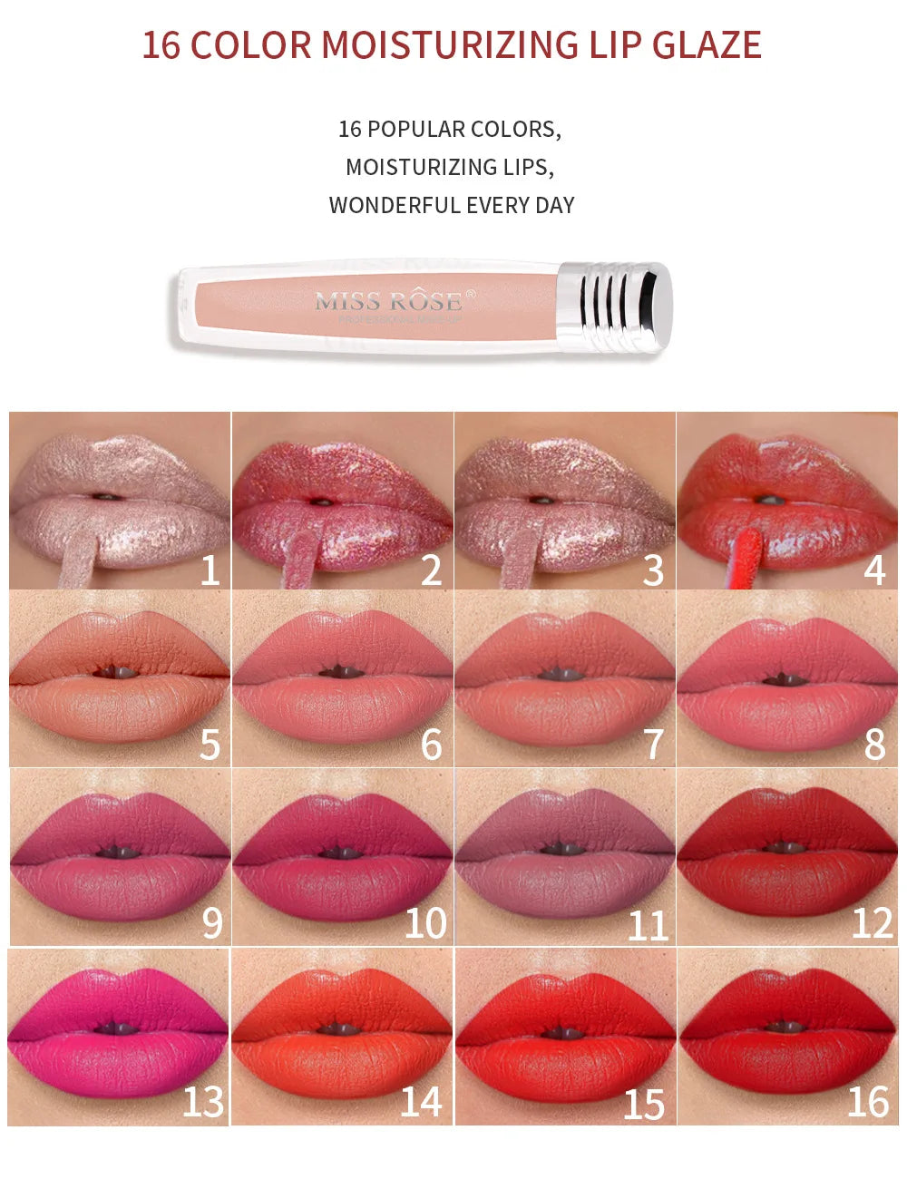 MISS ROSE Velvet Matte Longwear Lipstick & Pearl Lip Glaze Matte Lip Glaze PRIMED