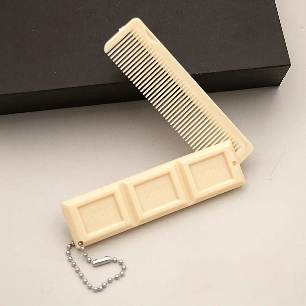 2-in-1 Folding Chocolate Comb with Mirror – Portable Travel Hair Tool Folding Travel Comb PRIMED