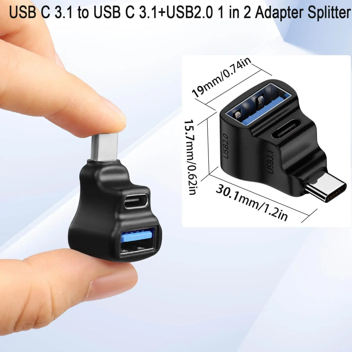 USB-C to USB-C/USB-A Adapter 20Gbps 8K 60Hz 180° U-Shaped USB-C Adapter PRIMED