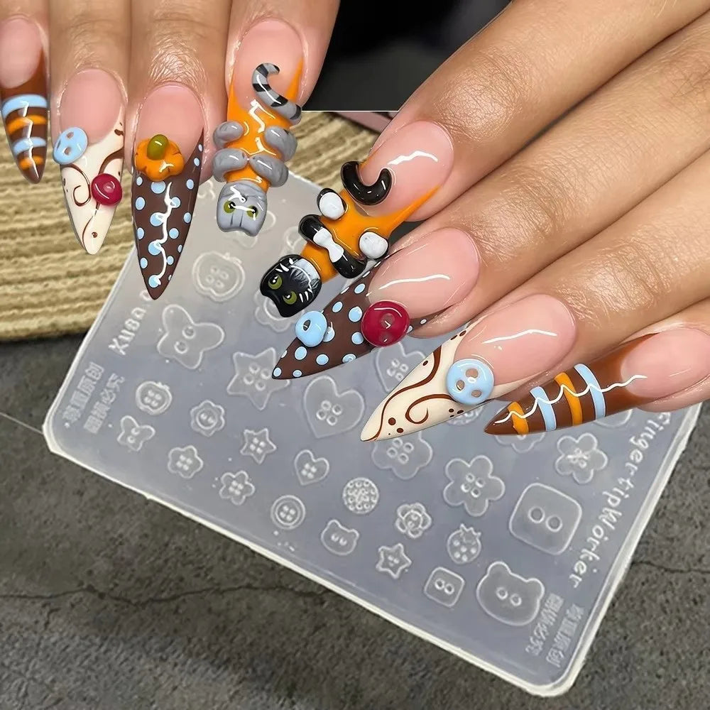 3D Silicone Nail Art Charm Mold – Flexible & Reusable Nail Art Mold PRIMED