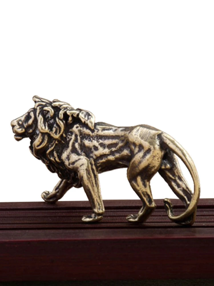 Vintage Brass Lion Miniature Figurine | Desk & Home Decor Statue
