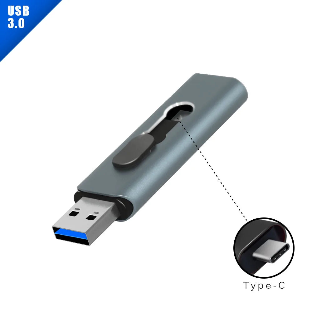 USB-C & USB 3.0 Dual Flash Drive | 16GB–128GB Metal Pen Drive USB Flash Drive PRIMED 16 GB Grey