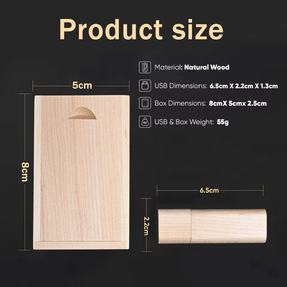 10-Pack Wooden USB 3.0 Flash Drives 4–64GB Custom Logo USB Flash Drive PRIMED