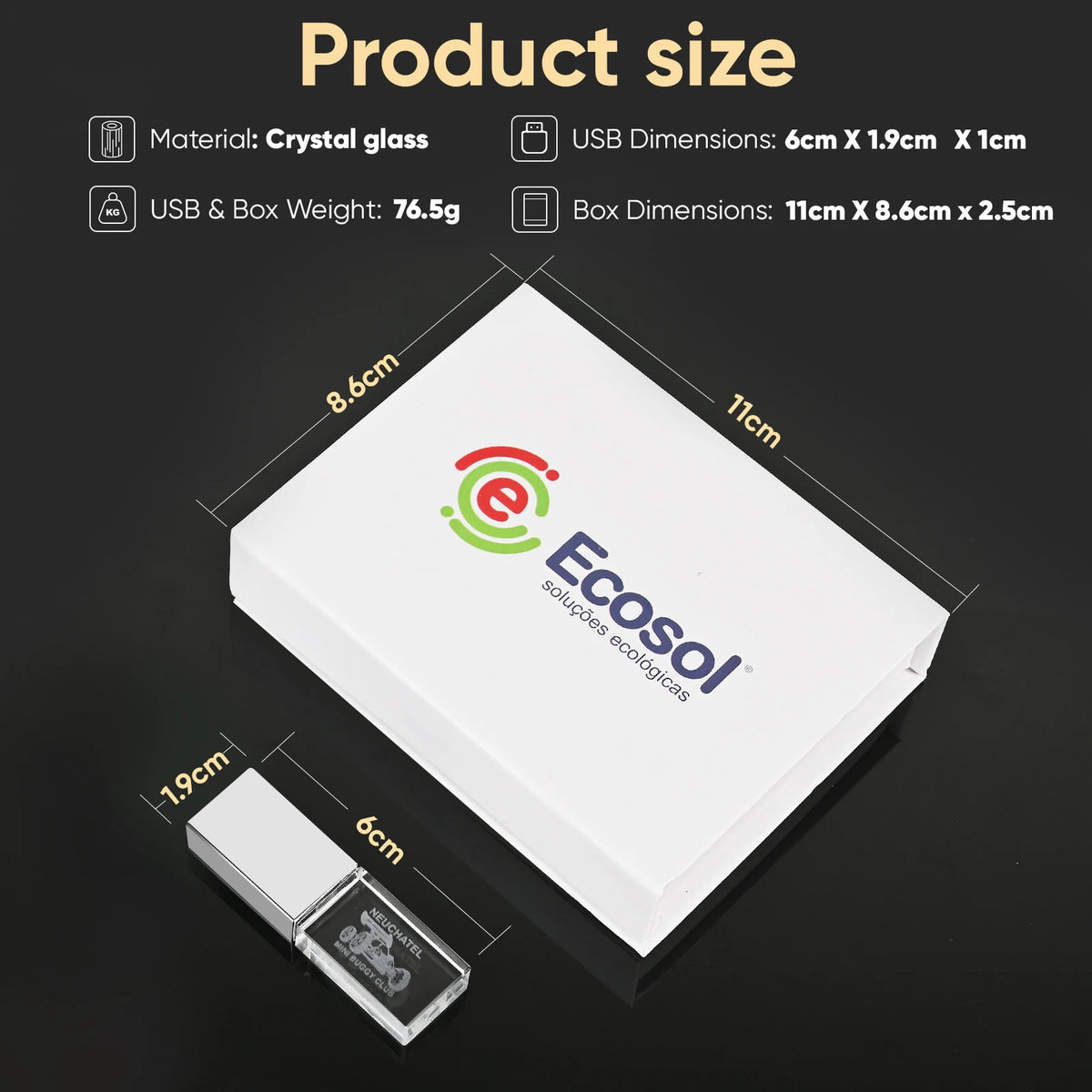 JASTER Crystal USB Flash Drive | Custom Logo Gift 4GB–64GB Crystal USB Flash Drive PRIMED