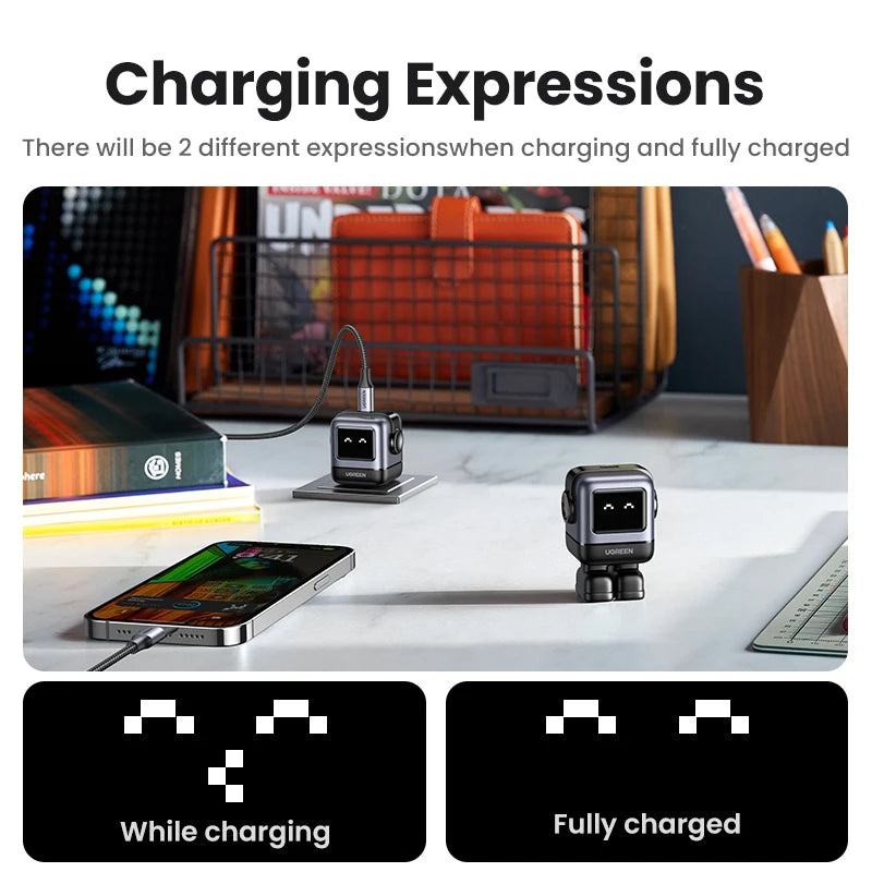 UGREEN 30W GaN USB-C Fast Charger PD3.0 PPS – Robot Design GaN USB-C Charger PRIMED