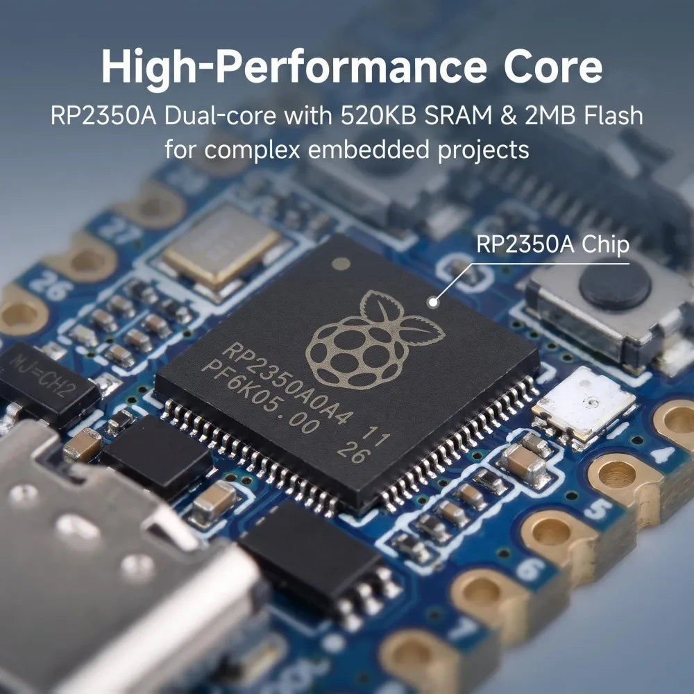 TISHRIC RP2350A USB-A Mini Dev Board 150MHz 520KB SRAM 2MB Flash Microcontroller Dev Board PRIMED
