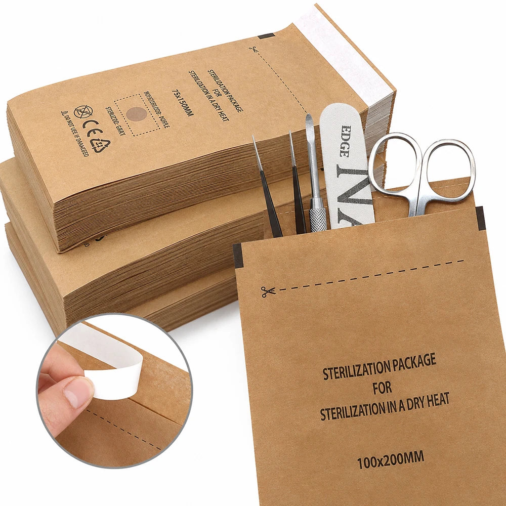 Nail Tool Sterilization Pouches Self-Seal Kraft Bags 20/50/100