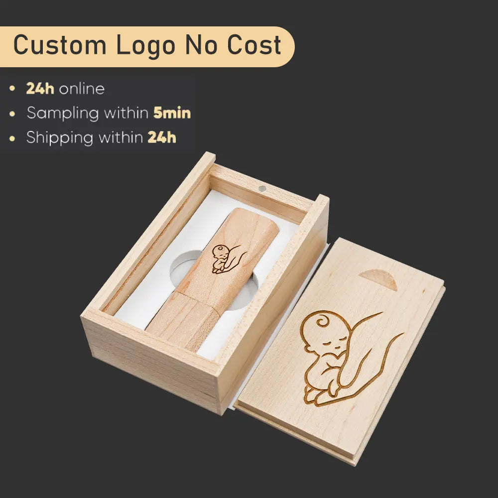 20-Pack Wooden USB 3.0 Flash Drives | Free Custom Logo 4–128GB USB Flash Drive PRIMED