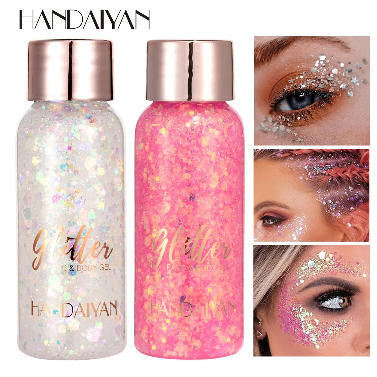 HANDAIYAN 9-Shade Glitter Gel for Face, Body, Hair & Nails Glitter Body Gel PRIMED