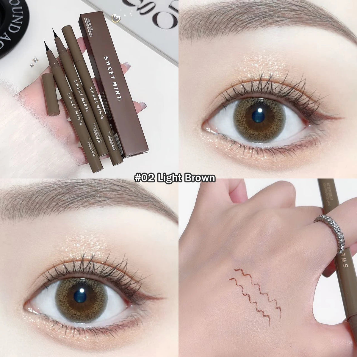 SWEET MINT 0.05mm Waterproof Liquid Eyebrow & Eyeliner Pen Liquid Eyebrow Pen PRIMED 02 Light Brown