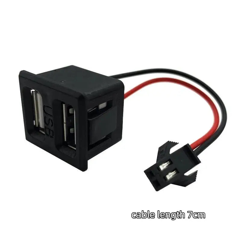 Dual USB-A + Type-C Embedded Charging Socket with 7cm Cable