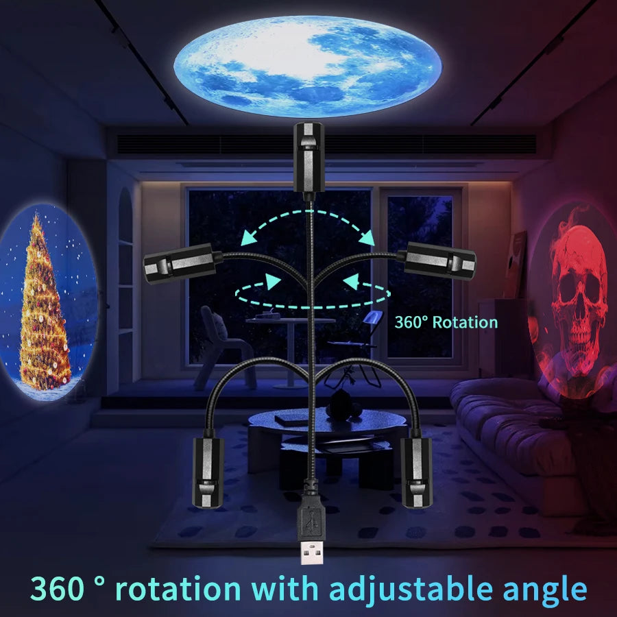 USB LED Projector Night Light – Holiday Moon Lamp Room Decor LED Projector Night Light PRIMED